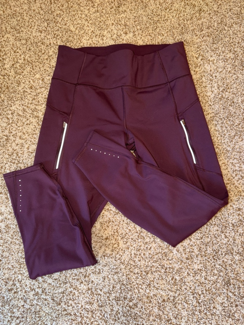 Athleta Plum High-Waist Leggings with Reflective Accents